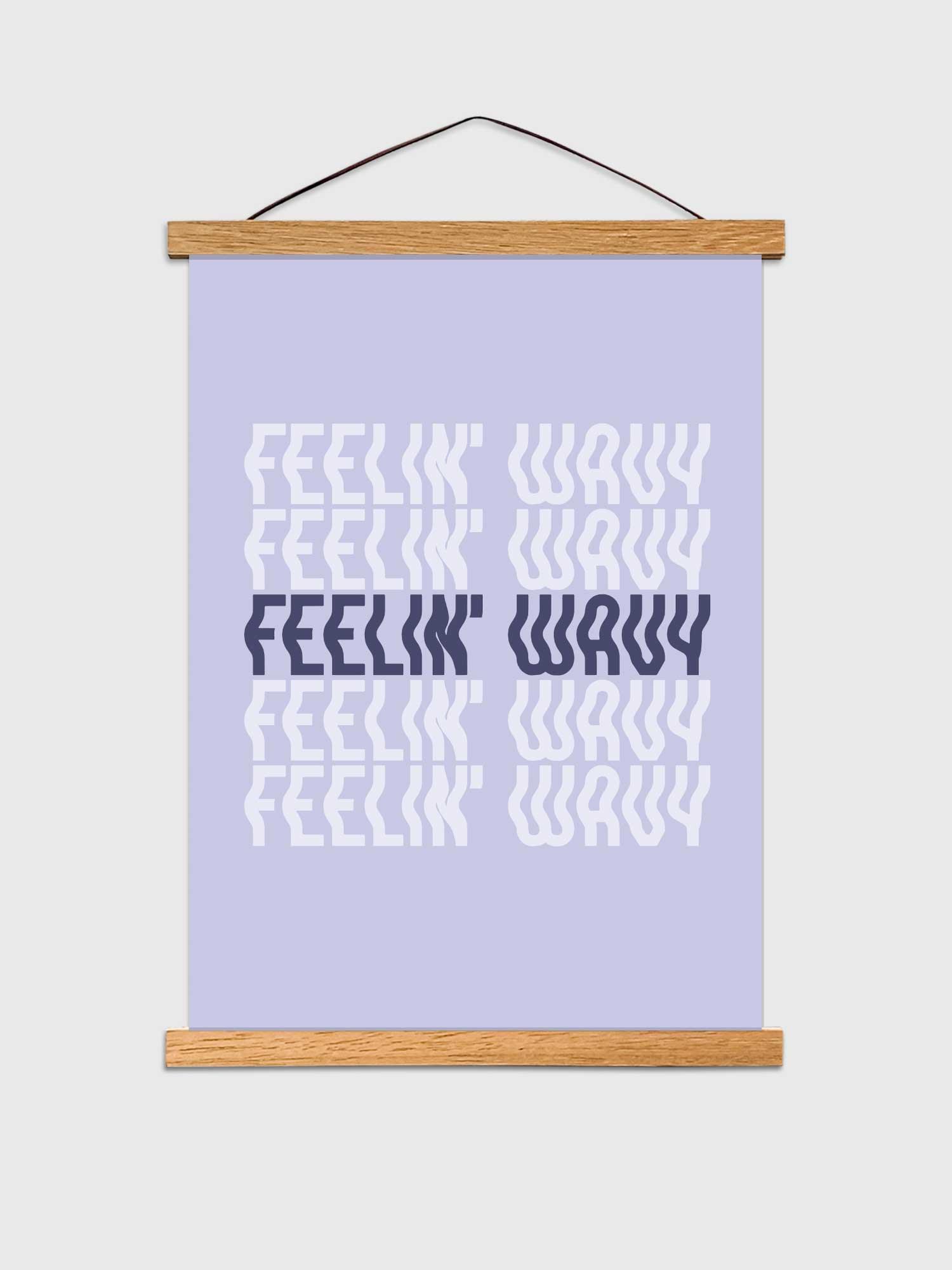 feelin' wavy art poster, surf, culture, modern,light purple typeography poster