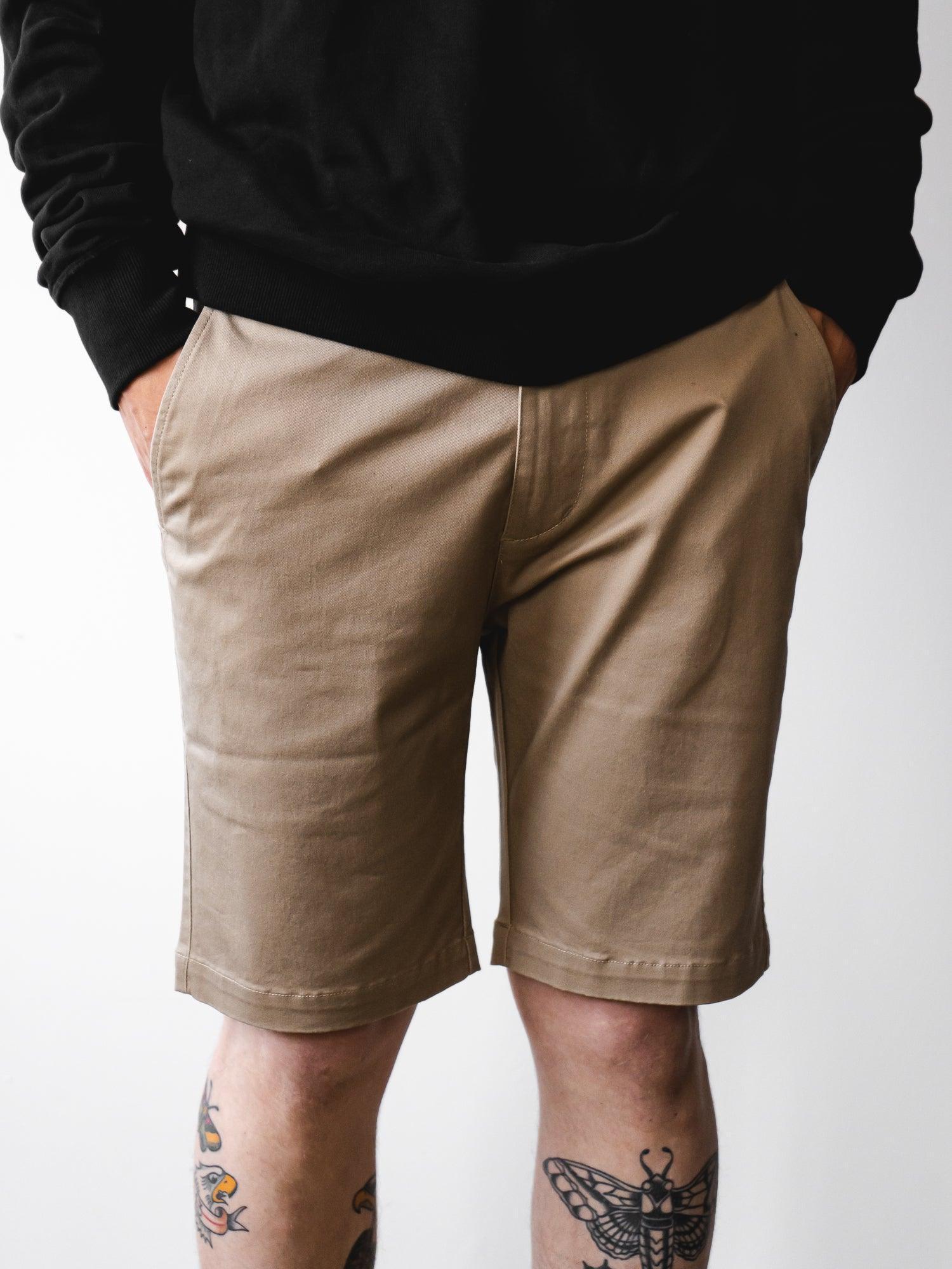 mens beige shorts watershed brand - classic short - surf shorts - lifestyle surf brand uk