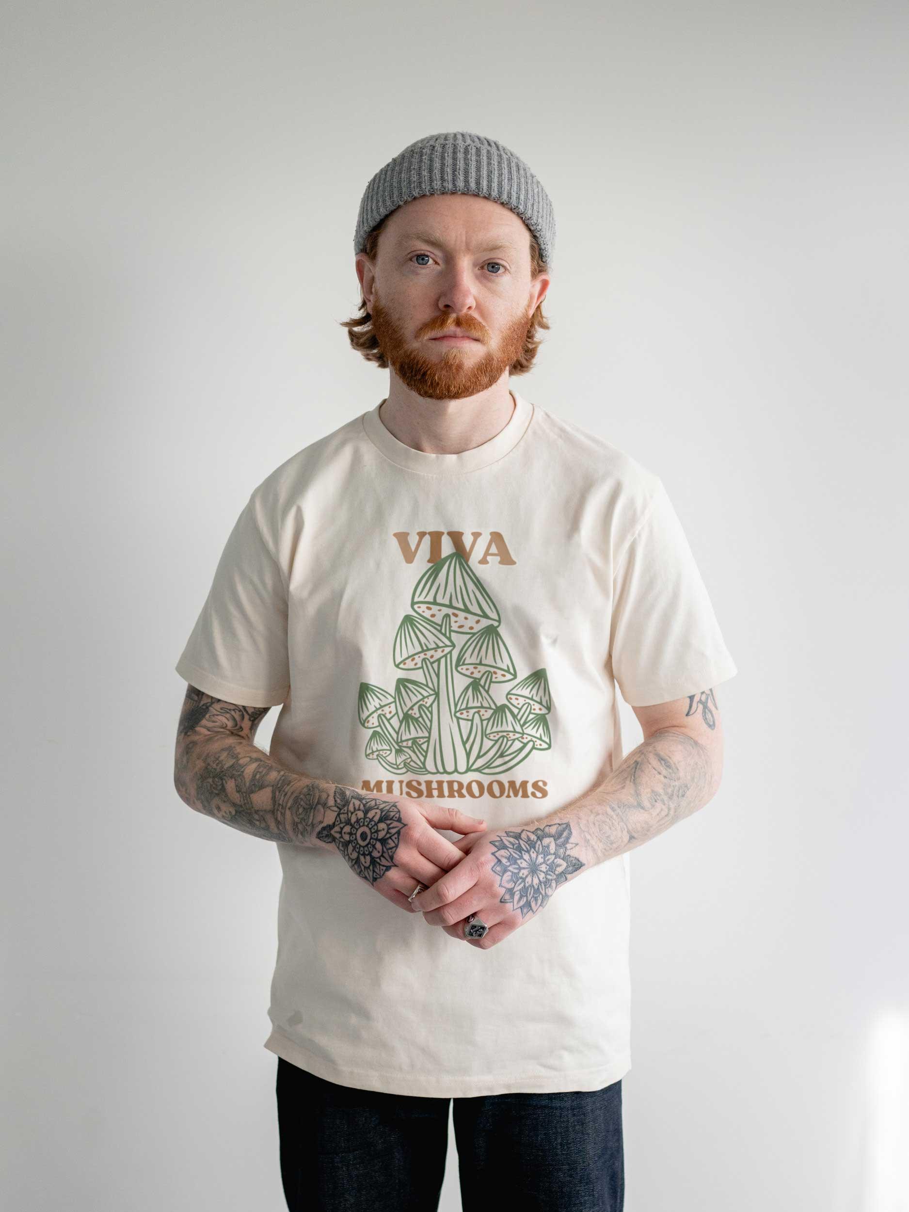 viva magic mushrooms graphic t-shirt, white, watershed brand